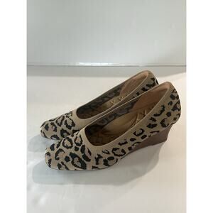 Vivaia Leopard Print Square Toe Wedges Heels Slip On Margot 39 Comfort Stretch